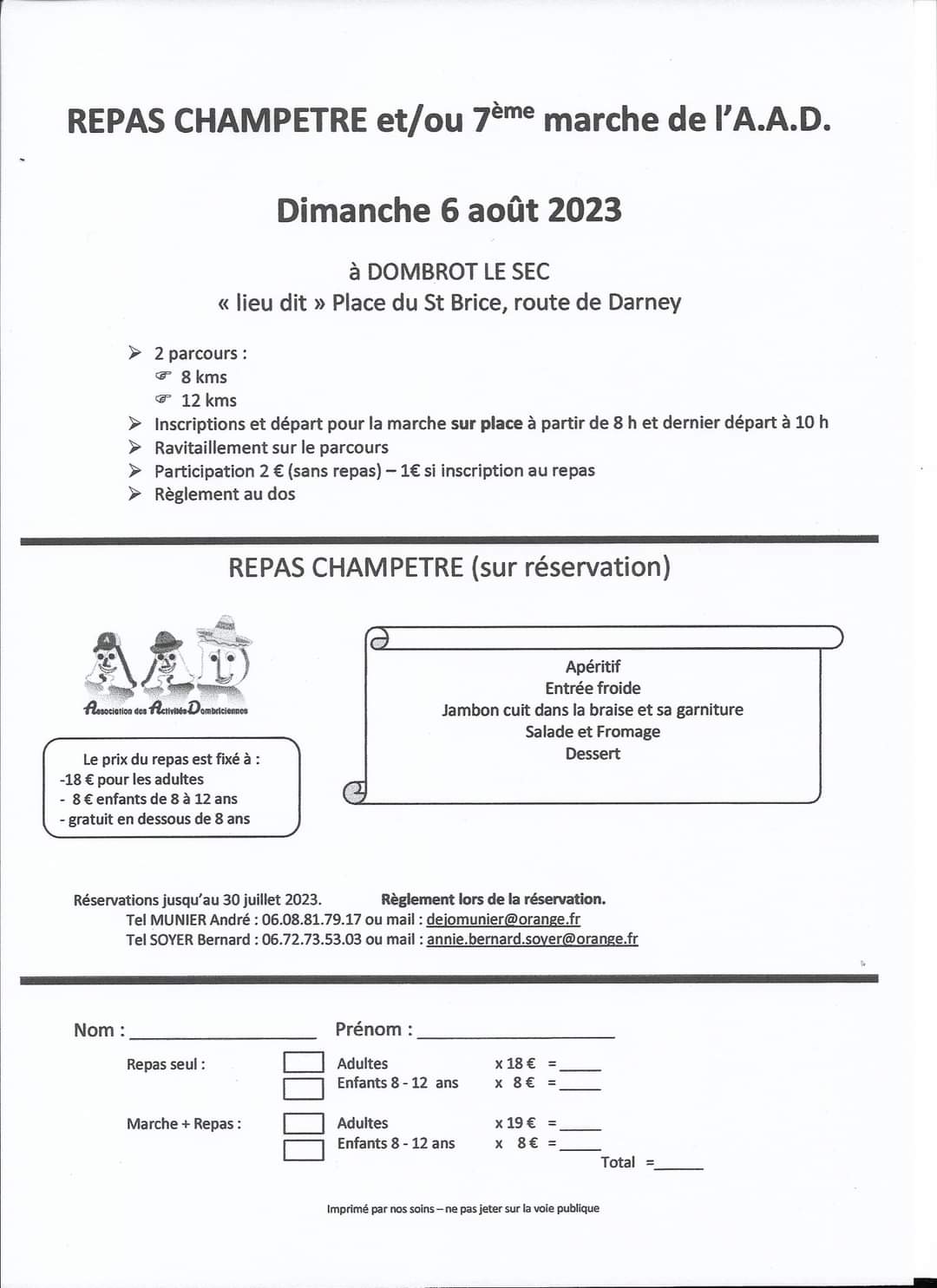 Marche et repas champêtre – Dombrot-le-Sec