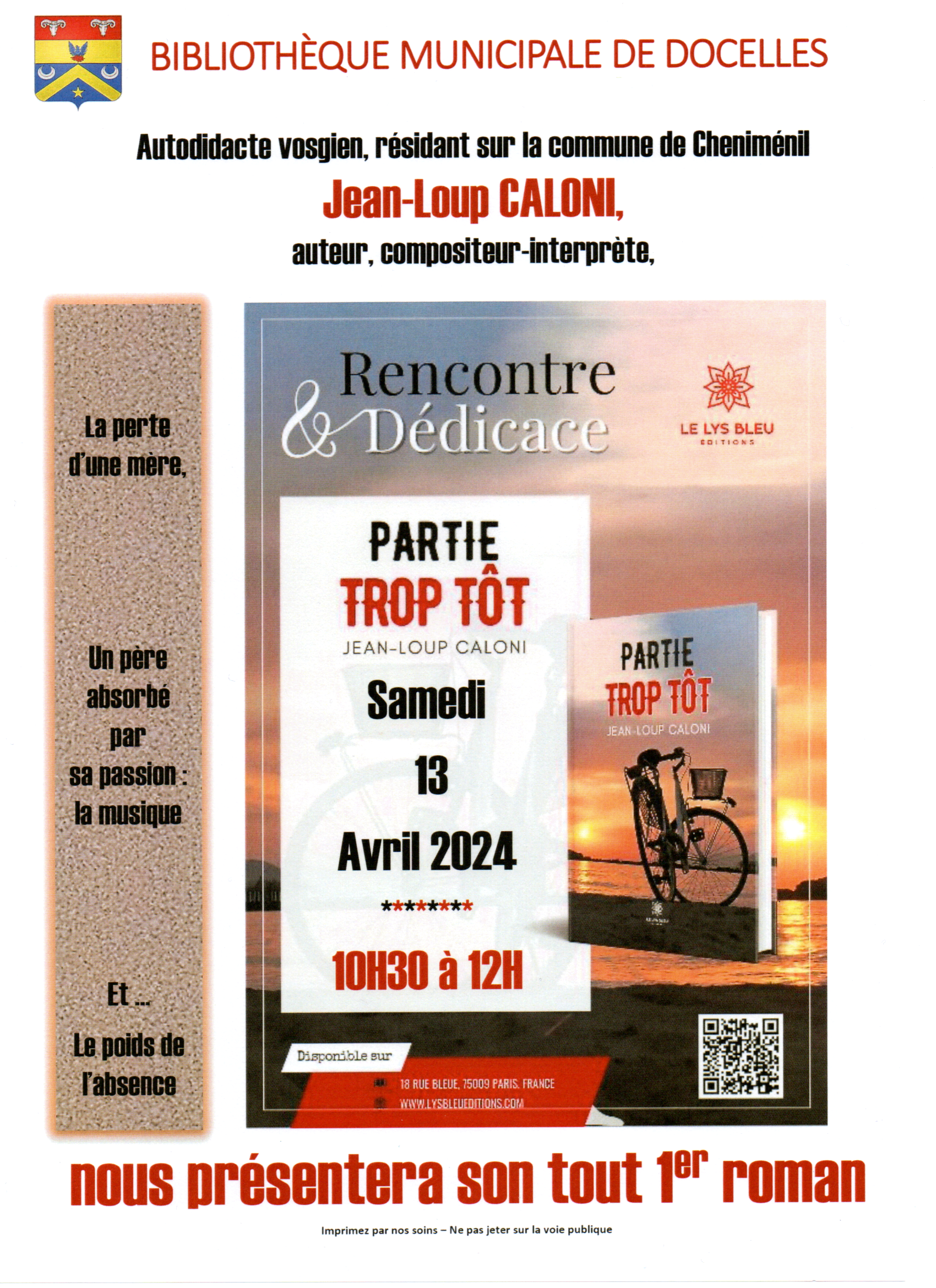 RENCONTRE DÉDICACES AVEC JEAN-LOUP CALONI DOCELLES (88)