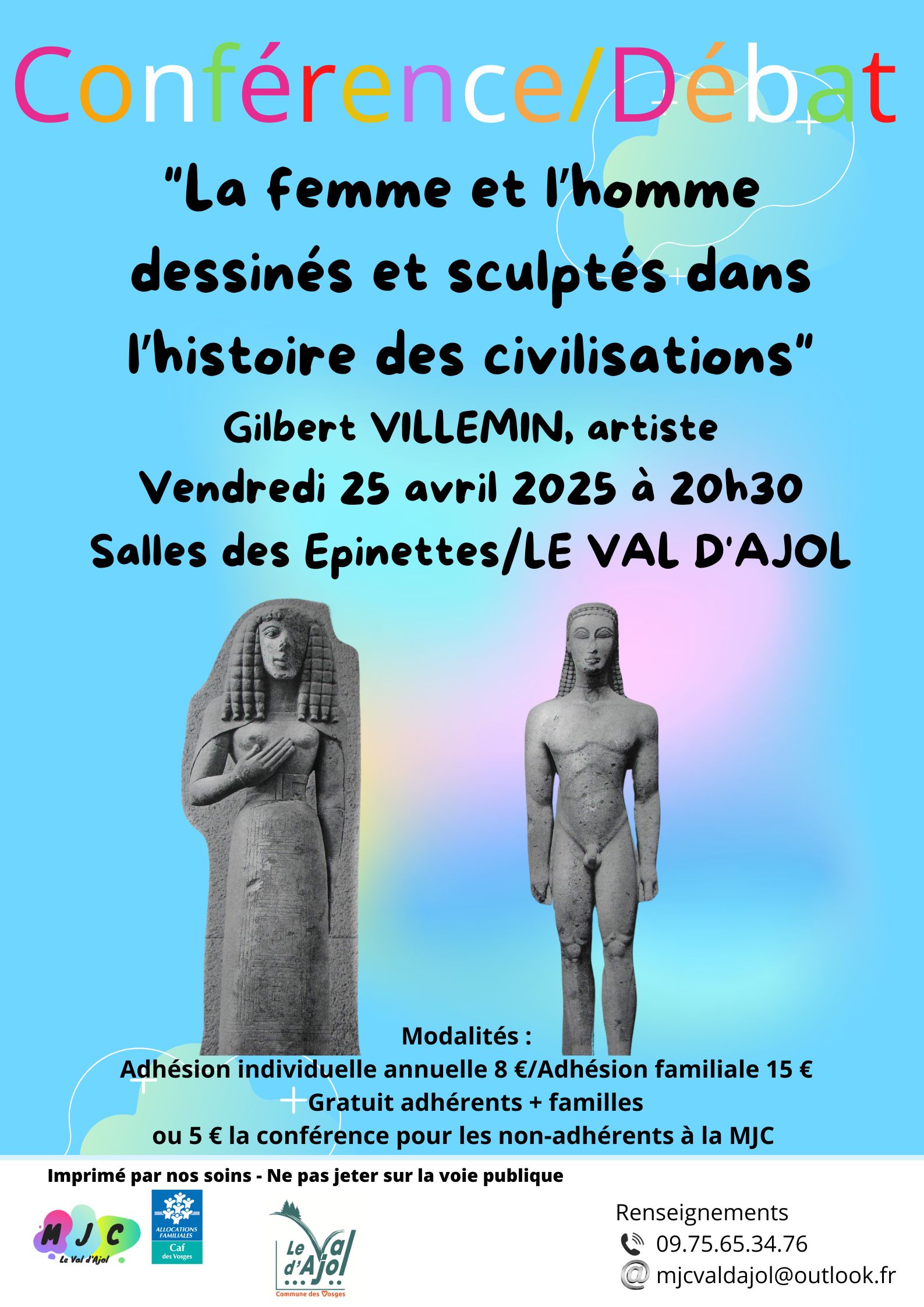 Conférence « La femme et l&rsquo;homme dessinés et sculptés dans l&rsquo;histoire des civilisations »