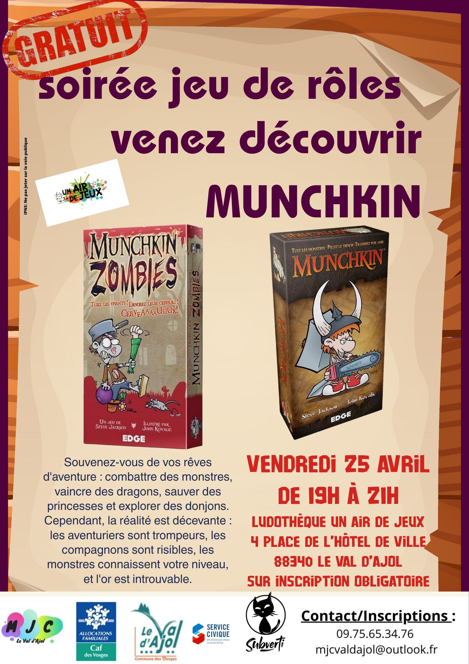 Soirée jeu de rôle MUNCHKIN