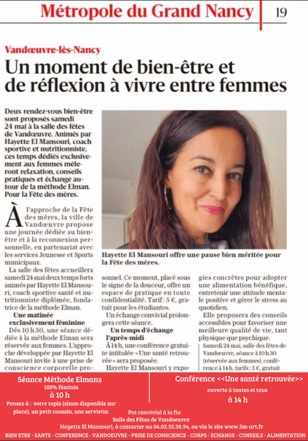 Méthode Elmans et Conférence « Une santé sauvée »