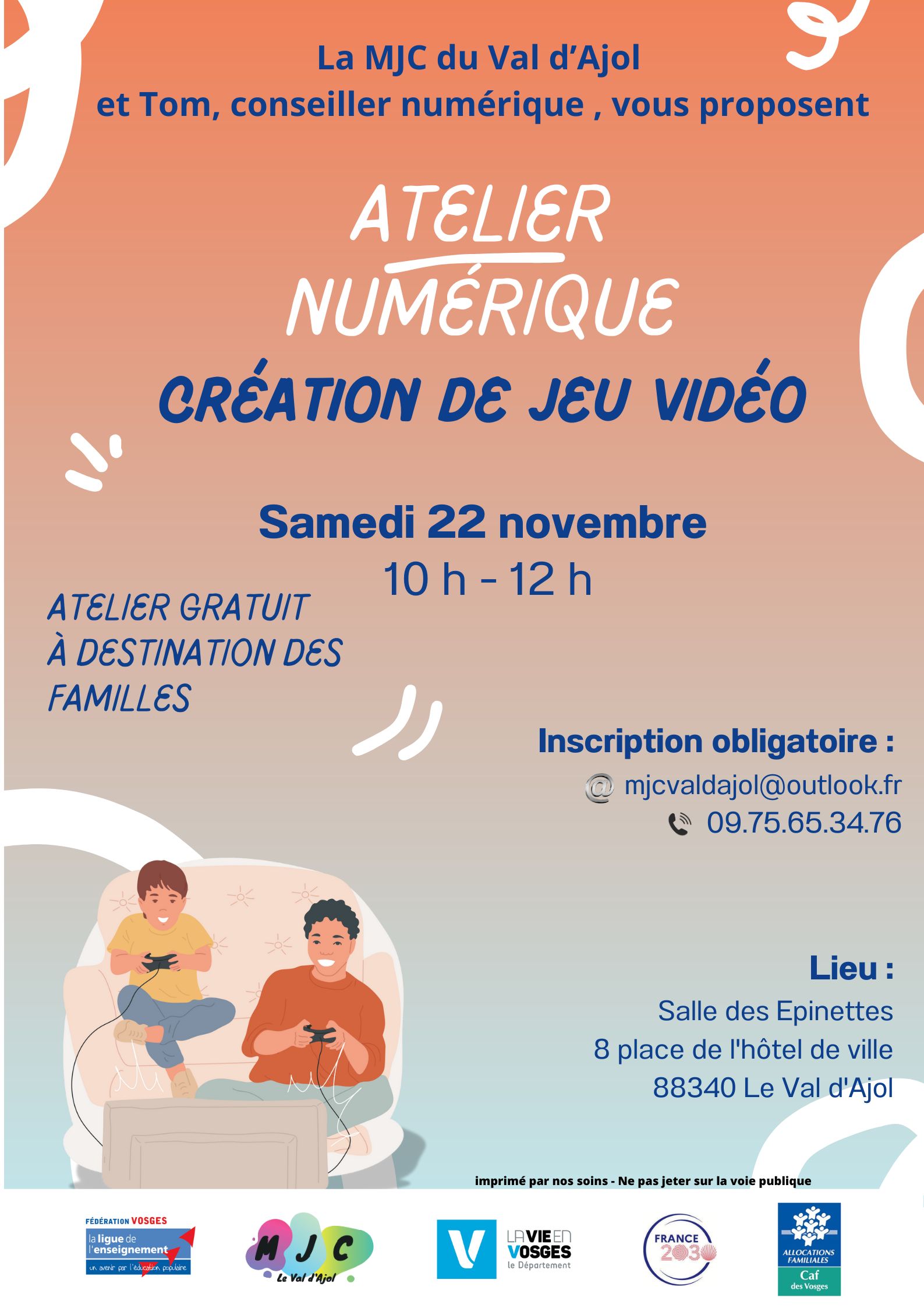Atelier numérique « création de jeu vidéo »