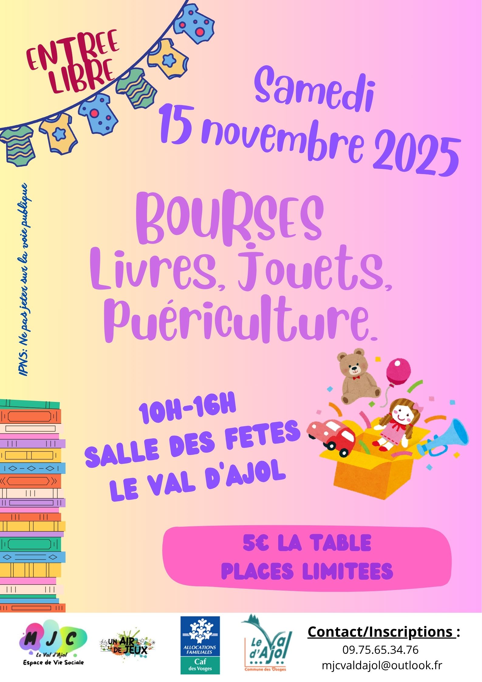 bourse aux livres, jouets, puériculture